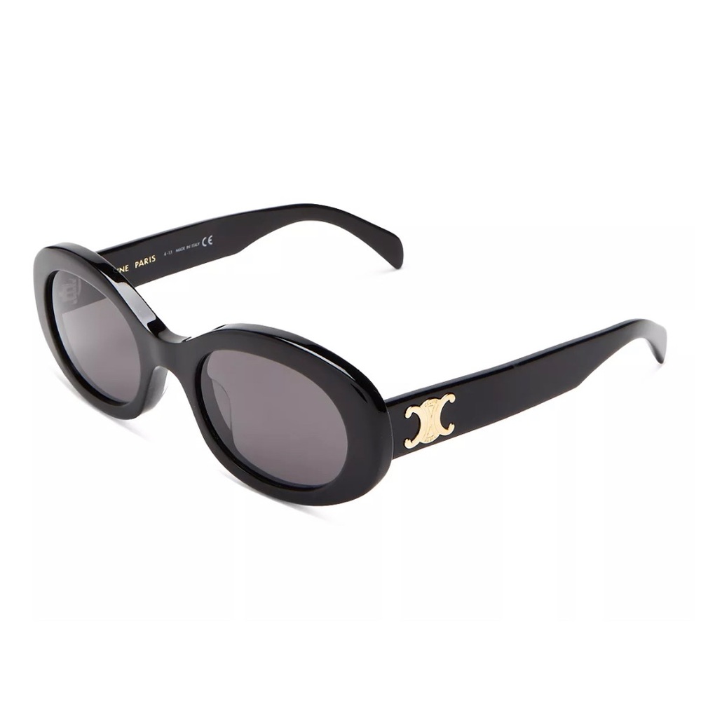 Celine Triomphe Sunglesses; black with gold logo